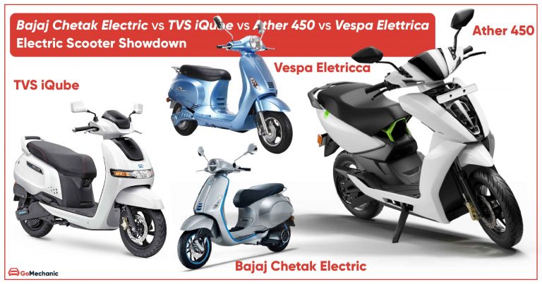 Ather 450 vs TVS iQube vs Bajaj Chetak Electric vs Vespa Elettrica | Electric Scooter Showdown