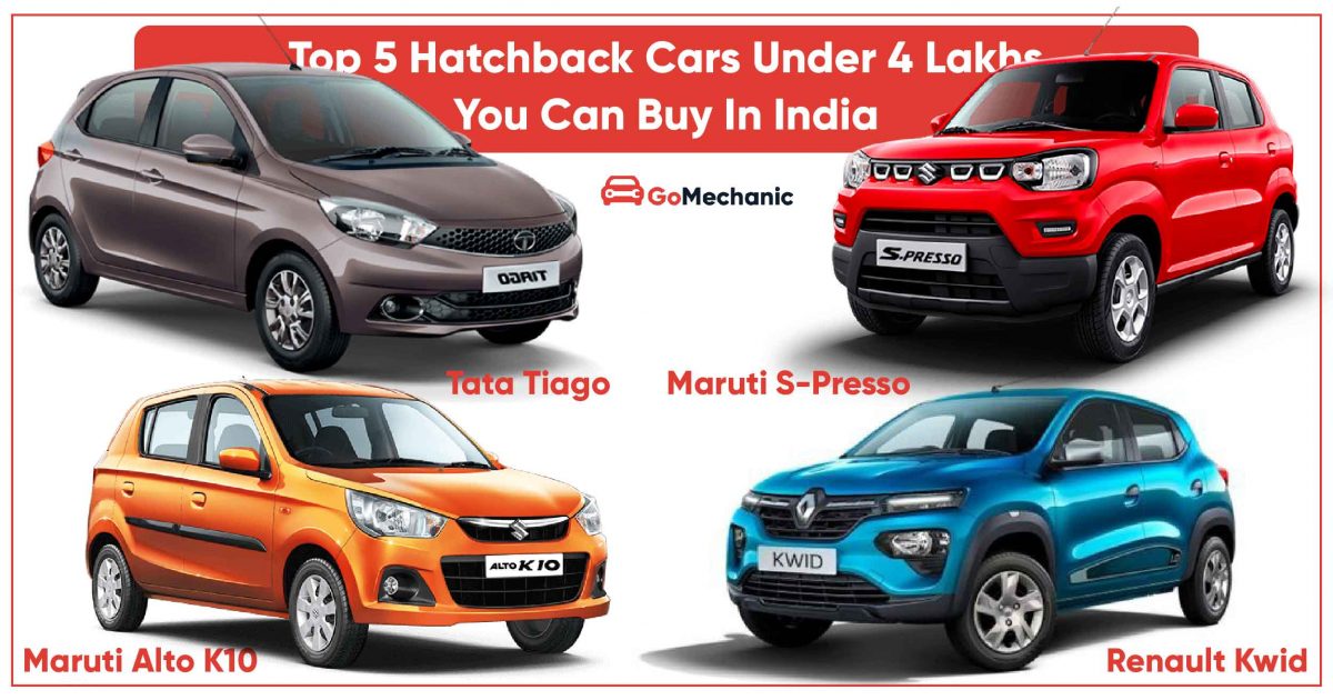 Top 5 Hatchback cars Under Rs. 4 lakhs you can buy in India