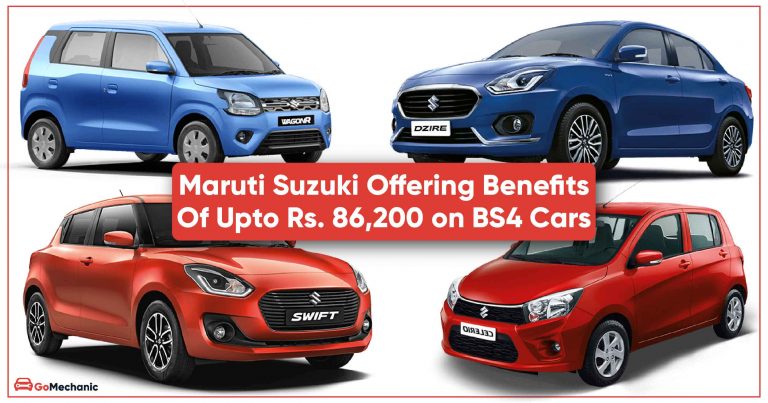 Maruti Suzuki is offering Benefits Of Up to Rs. 86,200 on BS4 Cars