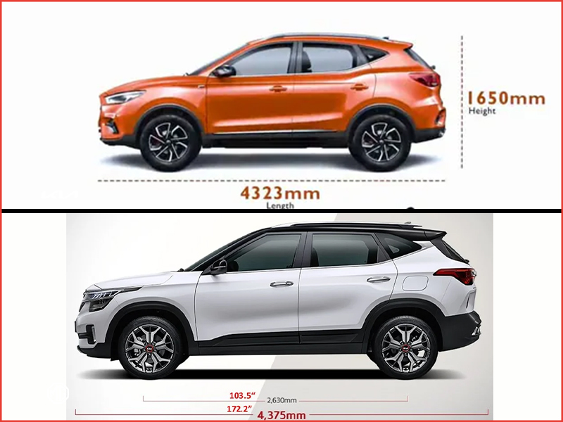 Specifications and Dimensions – MG Astor vs Kia Seltos