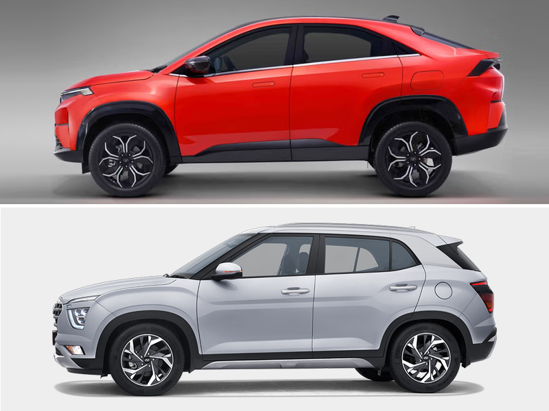 Design & Dimensions: Tata Curvv vs Hyundai Creta