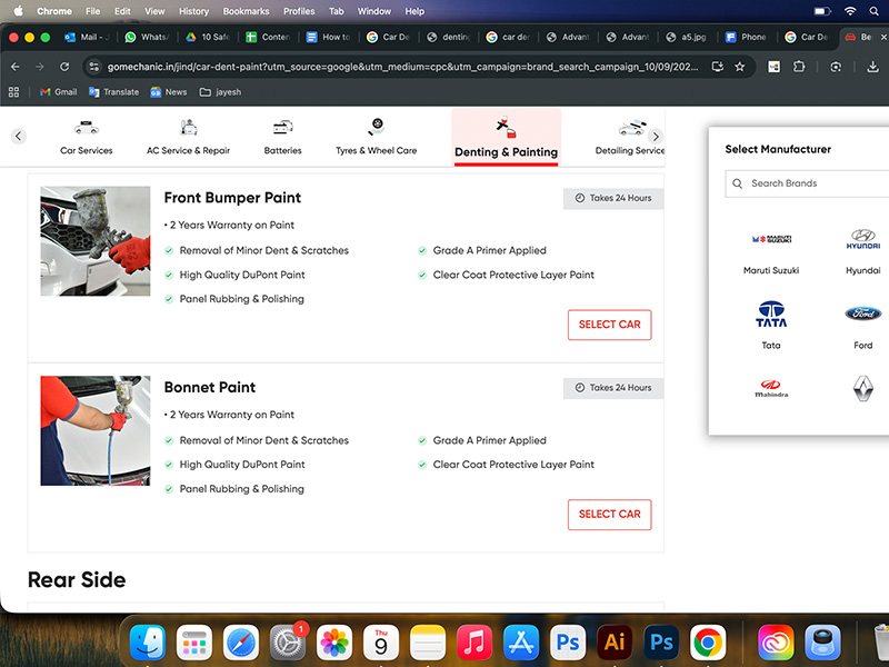 Car Dent Removal Service Booking